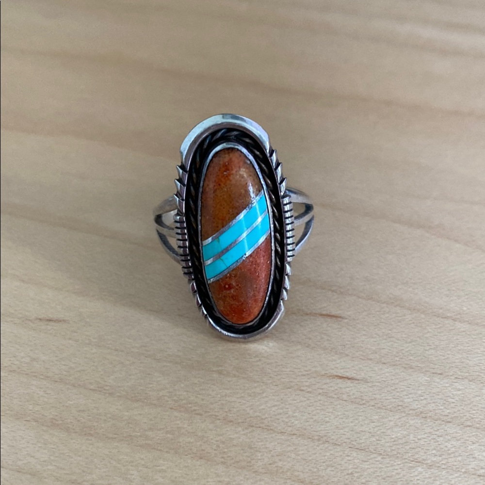 Running Bear Silver and Turquoise Ring